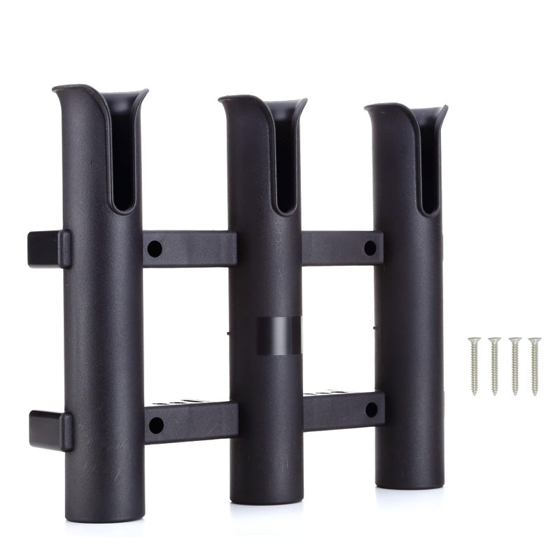 HiUmi Wall Mounted Fishing Rod Holders Tubes Links Fishing Rod Holder Rack Rests (3-pole-black) - Image 1